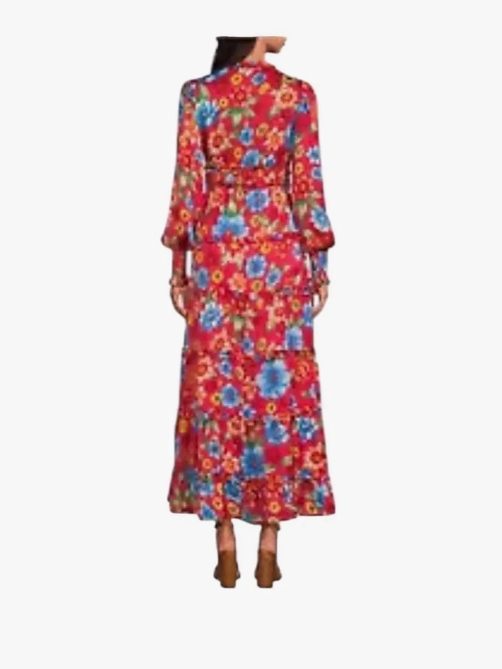 Chelsea &Violet Red Floral Long Sleeve Maxi Dress - Vibrant Floral Print - Picture 4 of 5